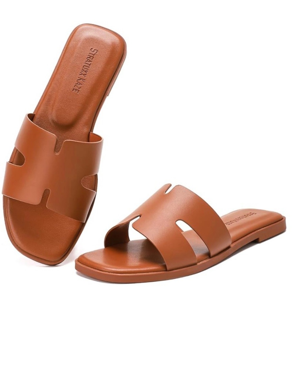 Stratuxx Kaze Open Toe Flat Slide Tan Sandals for Women - Sz 7